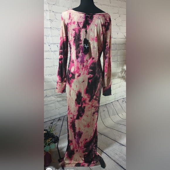 Vertigo LS Feather Collage Multicolor Gown Blush - Picture 7 of 13